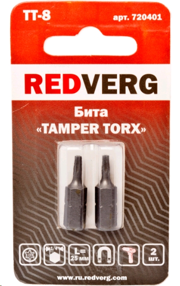 Бита Redverg Torx Tamper 8x25 (2шт.)(720401) бита