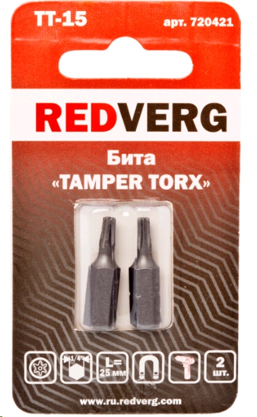 Бита Redverg Torx Tamper 15х25 (2шт.)(720421) бита