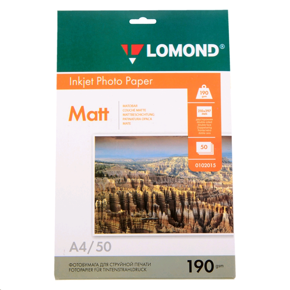 Lomond A4 190г/м2 50л.,матовая (0102015) Фотобумага