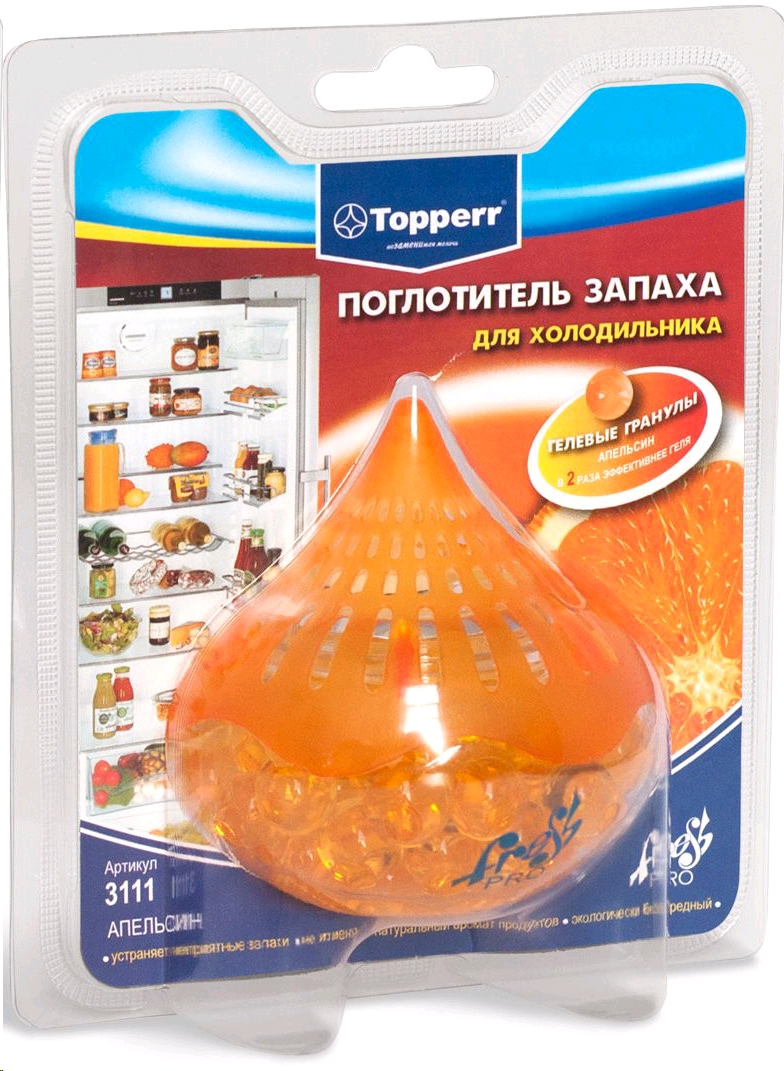 3111 Topperr Поглотитель запаха для холодильника гелевый "Апельсин" аксессуары