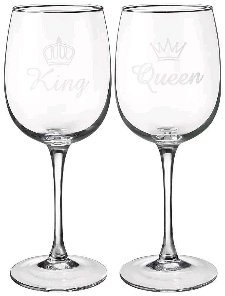 Набор бокалов 2шт 420мл для вина Glasstar,Король-королева аксессуары