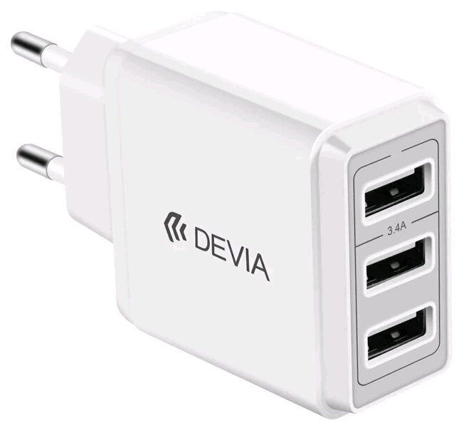 Devia Smart Charger 3USB 17W - White (6938595320460) Зарядное устройство