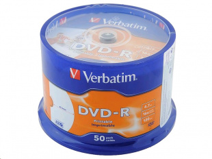 DVD-R Verbatim 4,7Gb 16x Cake Box InkJet Printable (50шт) 43533 диск