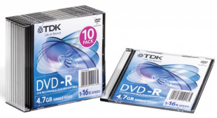 DVD-R TDK 4.7Gb 16x Slim Case (1уп.=10шт.) Диск