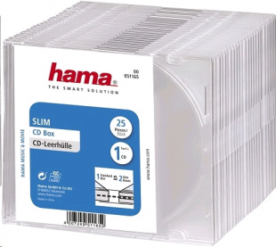 Hama на 1CD/DVD H-51165 Slim Box прозрачный (упак.:25шт) Коробка