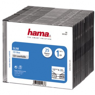 Hama H-51167 для 1 CD Slim 25 шт. прозрачный/черный Коробка