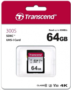 SDXC 64Gb Class10 Transcend TS64GSDC300S 300S w/o adapter Флеш карта