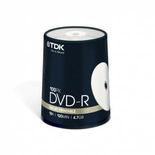 DVD-R TDK 4.7Gb 16x Cake Box (100шт) Printable (t19915) Диск