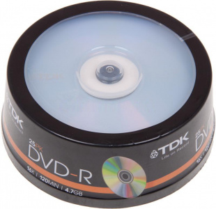 DVD-R TDK 4.7Gb 16x Cake Box (25шт) (t19416) DVD-R47CBED25-6C Диск
