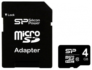 micro SDHC 4Gb Silicon Power Class10 + adapter (SP004GBSTH010V10-SP) Флеш карта