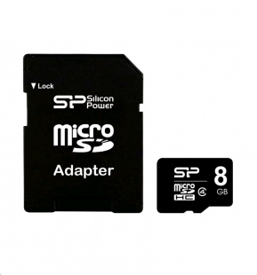 micro SDHC 16Gb Class4 Silicon Power SP016GBSTH004V10SP + adapter Флеш карта