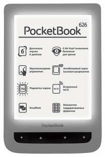 PocketBook 626 PLUS 6" E-ink HD Carta Touch Screen 1Ghz 256Mb/4Gb/microSDHC серый Электронная книга