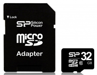 micro SDHC 32Gb Class10 Silicon Power SP032GBSTH010V10-SP + adapter Флеш карта