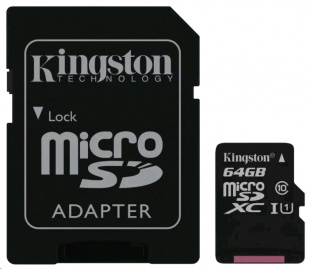 micro SDXC 64Gb Class10 Kingston SDC10G2/64GB + adapter Флеш карта