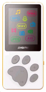 Digma S3 4Gb белый/оранжевый/1.8"/FM/microSD MP3 флеш плеер
