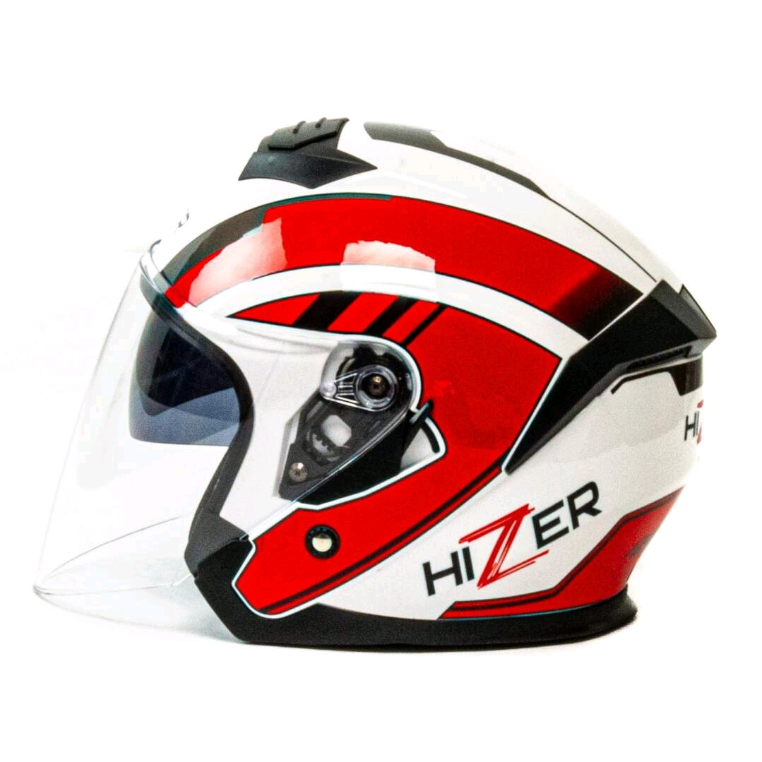 HIZER J222 #1 (L) white/red (2 визора) Мотошлем