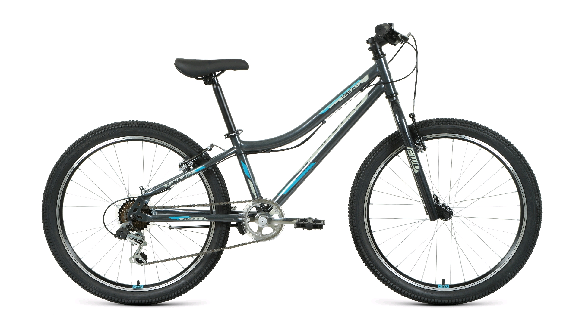 24 FORWARD TITAN 24 1.0 (24" 6 ск. рост. 12") 2022, темно-серый/бирюзовый, RBK22FW24018 Велосипед велосипед