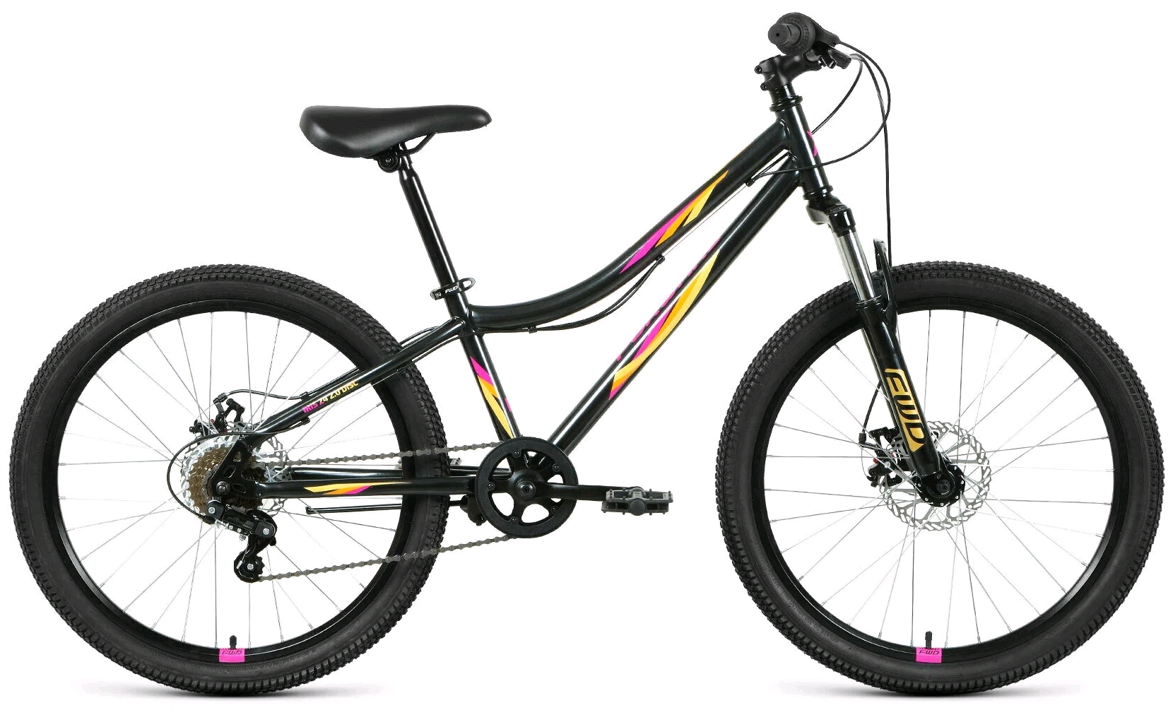 24 FORWARD IRIS 24 2.0 D (24" 6 ск. рост. 12")022,черный/розовый,RBK22FW24732 велосипед