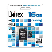 Карты памяти micro SDHC 16Gb Class4 Mirex + adapter (13613-ADTMSD16) — фото, цена, купить
