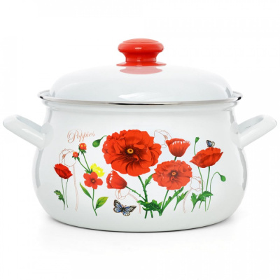 Кастрюли Кастрюля эмаль Красные маки 4,5л, грушевидная ЭТ-72858 Эстет ЭТ-72858 от магазина Zakaz43