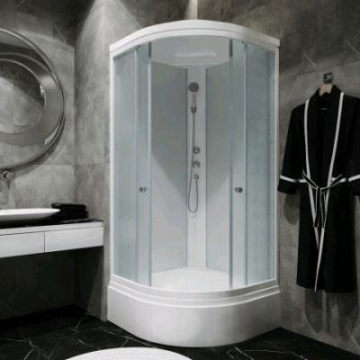 Душевые кабины ДК "Вельвет 90*90 В" 1/4 круга, сред. подд., Белый, ДН4, полукруг, сред. поддон (7 мест+сифон E410CL  от магазина Zakaz43