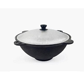 Утятницы,казаны BARAKA Чугунный казан с крышкой 16л(46 см) толщина стенки 5мм, толщина дна 5,5мм Плоское дно — фото, цена, купить