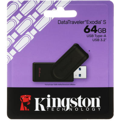 Флэш память USB 64GB Kingston DataTraveler Exodia S DTXS/64GB USB3.2 черный DTXS/64GB от магазина Zakaz43