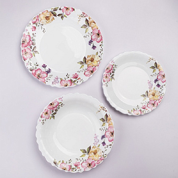 Сервиз столовый 18пр  SD18-155 SILVIA  опаловое стекло