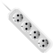Сетевые фильтры Defender R340 16 А, 3 м, 4 розетки, заземление, белый — фото, цена, купить
