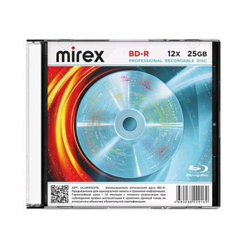 Оптические носители BD-R Mirex 25GB 12X Slim case (1/50) — фото, цена, купить