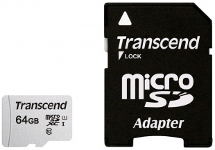 micro SDXC 64Gb Class10 Transcend TS64GUSD300S-A + adapter Флеш карта