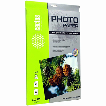 Фотобумага Cactus CS-GA314050 A3/140г/м2/50л./белый глянцевое для струйной печати — фото, цена, купить