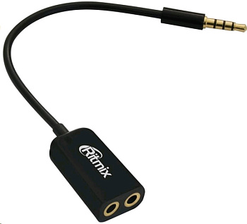 Видеокабели и переходники Переходник (3.5mm Jack M - 2x3.5mm Jack F) 0.15м Ritmix RAS-150 — фото, цена, купить