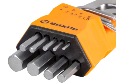 Имбусовые Набор ключей имбусовых HEX,9 шт,1.5-10 мм Вихрь  от магазина Zakaz43