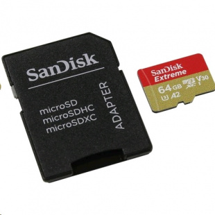 micro SDXC 64Gb Class10 Sandisk SDSQXA2-064G-GN6MA Extreme + adapter Флеш карта