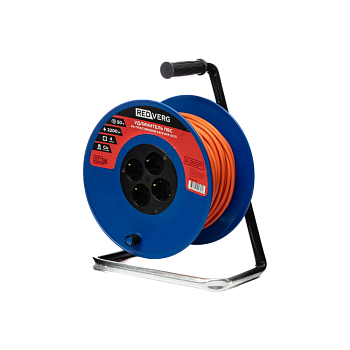 Удлинители Удлинитель REDVERG ПВС на пластиковой катушке, 4 розетки, 2200Вт 50м (б/з) — фото, цена, купить