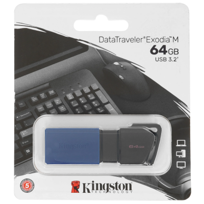 Флэш память USB 64GB Kingston DataTraveler Exodia M DTXM/64GB USB3.2 черный/синий DTXM/64GB от магазина Zakaz43
