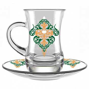 Набор чайный Чайная пара  Армуду с ручкой 145мл арт 2411-Д Арабеска1  — фото, цена, купить