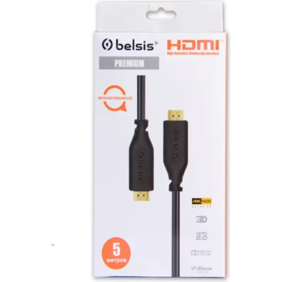 Видеокабели и переходники HDMI- HDMI 5м (19pin to 19pin) v2.0 Belsis BW1429 BW1429 от магазина Zakaz43