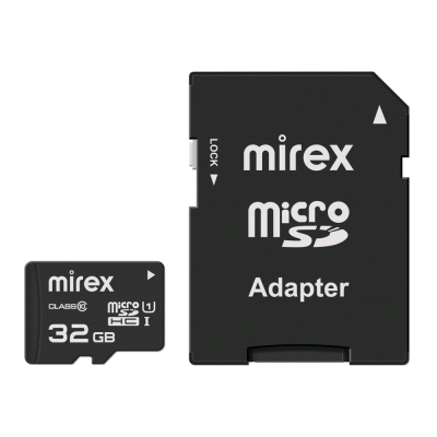 Карты памяти micro SDHC 32GB Class 10 MIREX + adapter UHS-I, U1 (13613-ADSUHS32) 13613-ADSUHS32 от магазина Zakaz43