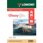 Фотобумага LOMOND A5 230Г/М2 50Л. ГЛЯНЦЕВАЯ (0102070) — фото, цена, купить