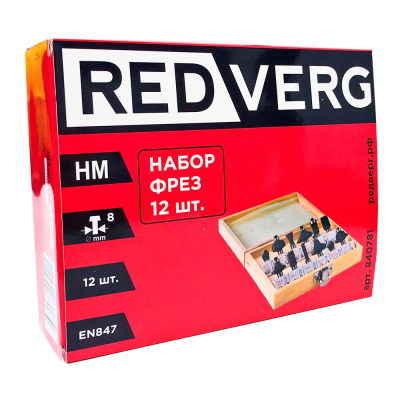 Фрезы Набор фрез REDVERG 8 мм (12шт) (840781) 840781 от магазина Zakaz43