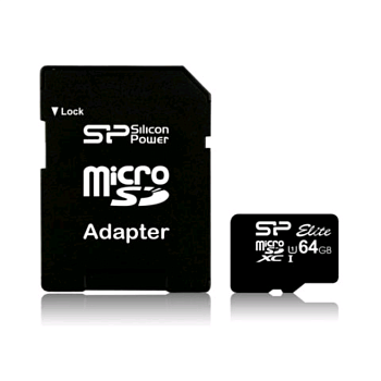 Карты памяти micro SDXC 64Gb Class10 Silicon Power SP064GBSTXBV1V20SP Elite + adapter — фото, цена, купить
