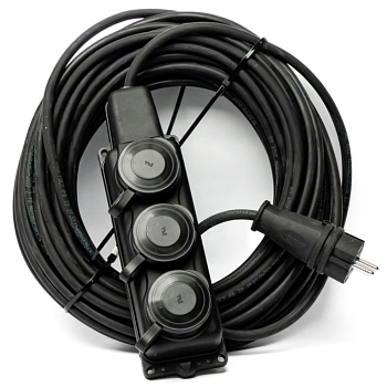 Удлинители Удлинитель REDVERG силовой морозостойкий КГ 3х1,5, колодка 3 розетки, IP44, 20м (с/з) — фото, цена, купить