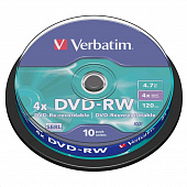 DVD-RW Verbatim 4.7Gb 4x Cake Box (10шт) 43552 диск