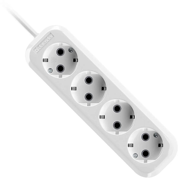 Сетевые фильтры Defender R340 16 А, 2 м, 4 розетки, заземление, белый — фото, цена, купить