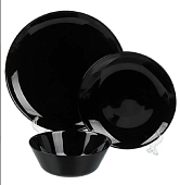 Сервиз столовый Набор столовый стеклянный 18 пр Луна черная, гладкий квадрат — фото, цена, купить