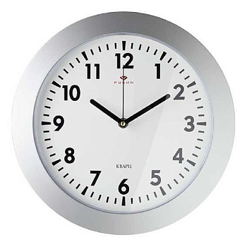 Интерьерные часы Рубин круг пластик d31 Классика корпус серебряный 3125-013 — фото, цена, купить