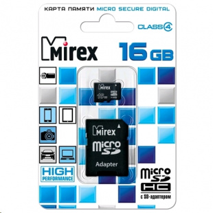 micro SDHC 16Gb Class4 MIREX Флеш карта