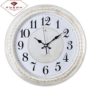Интерьерные часы Часы настен.круг пластик d28,5 Классика корпус белый с золотом 2950-107 — фото, цена, купить